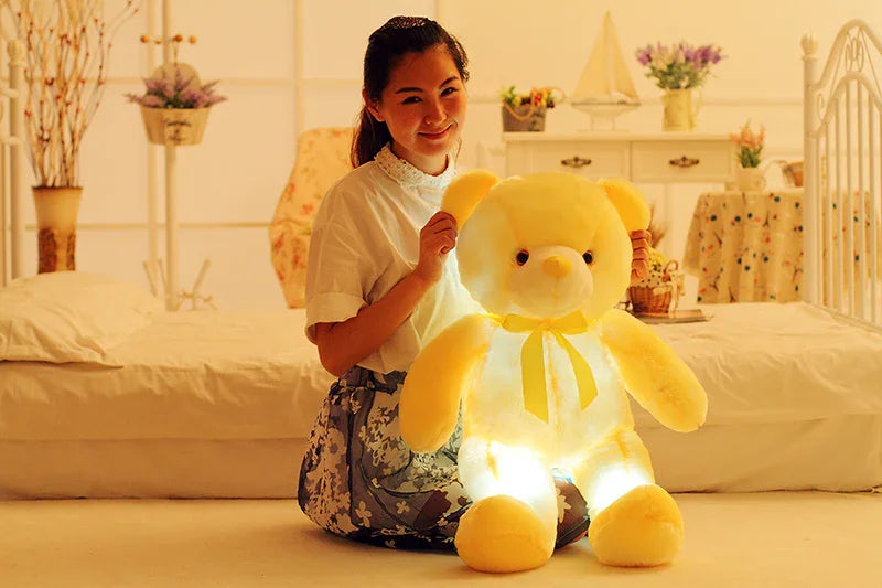 Creative Light Up LED Teddy Bear Stuffed Animals Plush Toy Colorful Glowing Christmas Gift For Kids Pillow - Aiorax Store