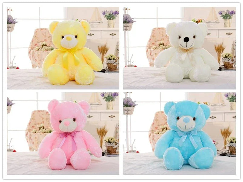 Creative Light Up LED Teddy Bear Stuffed Animals Plush Toy Colorful Glowing Christmas Gift For Kids Pillow - Aiorax Store