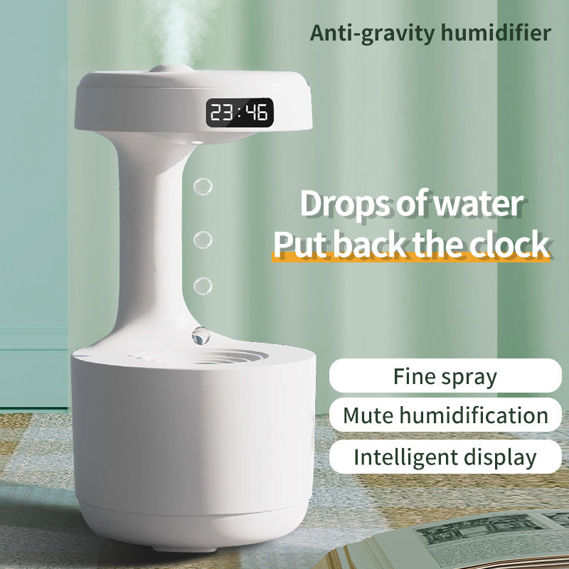 Bedroom Anti-Gravity Humidifier With Clock Water Drop Backflow Aroma Diffuser Large Capacity Office Bedroom Mute Heavy Fog Household Sprayer - Aiorax Store