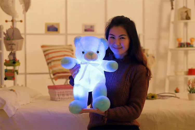 Creative Light Up LED Teddy Bear Stuffed Animals Plush Toy Colorful Glowing Christmas Gift For Kids Pillow - Aiorax Store