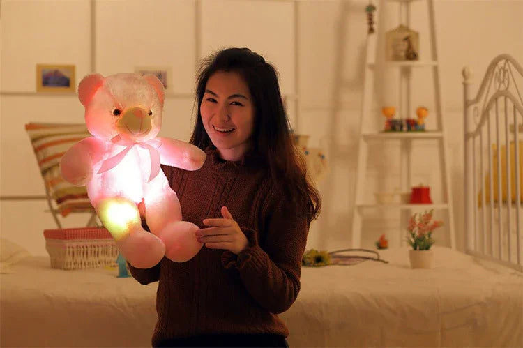 Creative Light Up LED Teddy Bear Stuffed Animals Plush Toy Colorful Glowing Christmas Gift For Kids Pillow - Aiorax Store