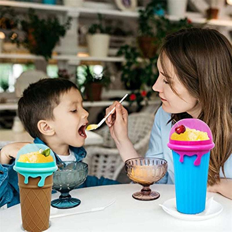 500ml Large Capacity Slushy Cup Summer Squeeze Homemade Juice Water Bottle Quick-Frozen Smoothie Sand Cup Pinch Fast Cooling Magic Ice Cream Slushy Maker Beker Kitchen Gadgets - Aiorax Store