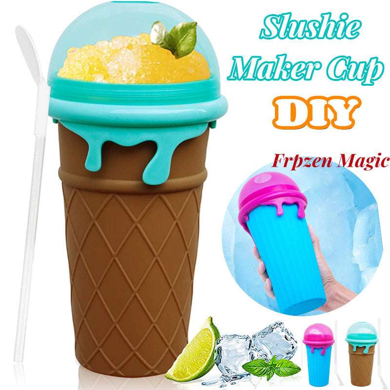 500ml Large Capacity Slushy Cup Summer Squeeze Homemade Juice Water Bottle Quick-Frozen Smoothie Sand Cup Pinch Fast Cooling Magic Ice Cream Slushy Maker Beker Kitchen Gadgets - Aiorax Store