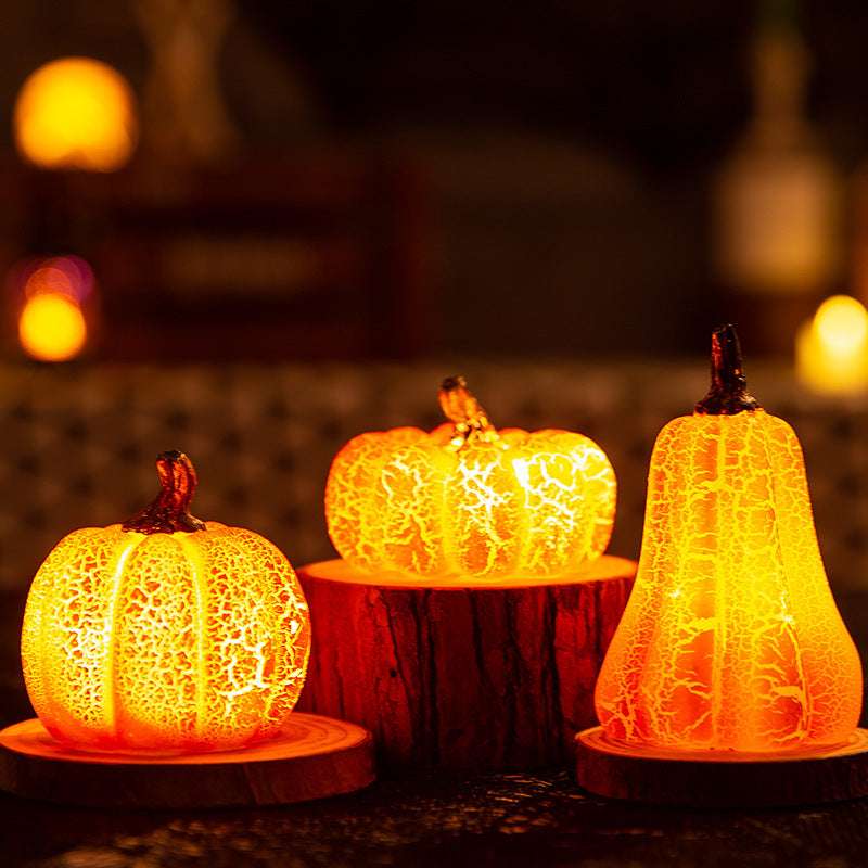 New Halloween Pumpkin Lantern Simulation Pumpkin LED Candle Lamp Resin Luminous Pumpkin - Aiorax Store