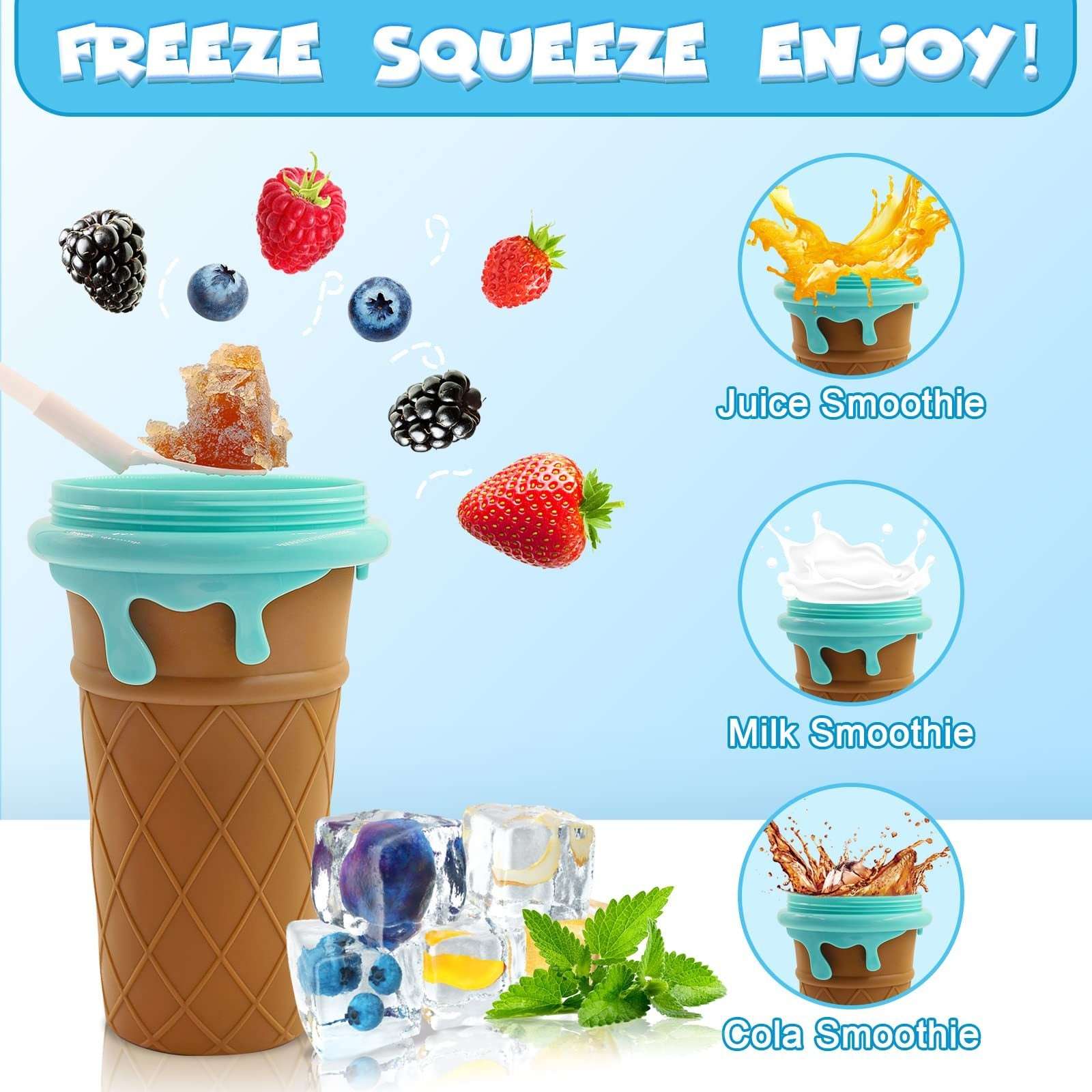 500ml Large Capacity Slushy Cup Summer Squeeze Homemade Juice Water Bottle Quick-Frozen Smoothie Sand Cup Pinch Fast Cooling Magic Ice Cream Slushy Maker Beker Kitchen Gadgets - Aiorax Store