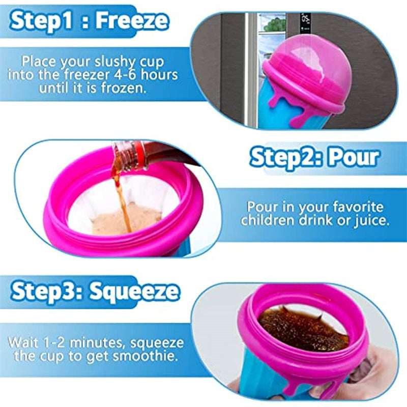 500ml Large Capacity Slushy Cup Summer Squeeze Homemade Juice Water Bottle Quick-Frozen Smoothie Sand Cup Pinch Fast Cooling Magic Ice Cream Slushy Maker Beker Kitchen Gadgets - Aiorax Store